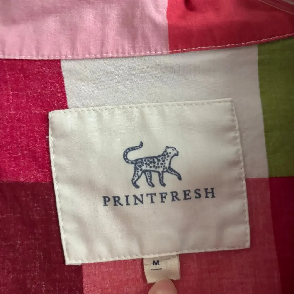 Printfresh Holiday Buffalo Plaid Pajama Top Sz M Red Pink‎